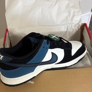 Nike Dunk Low Retro in Summit White and Industrial Blue